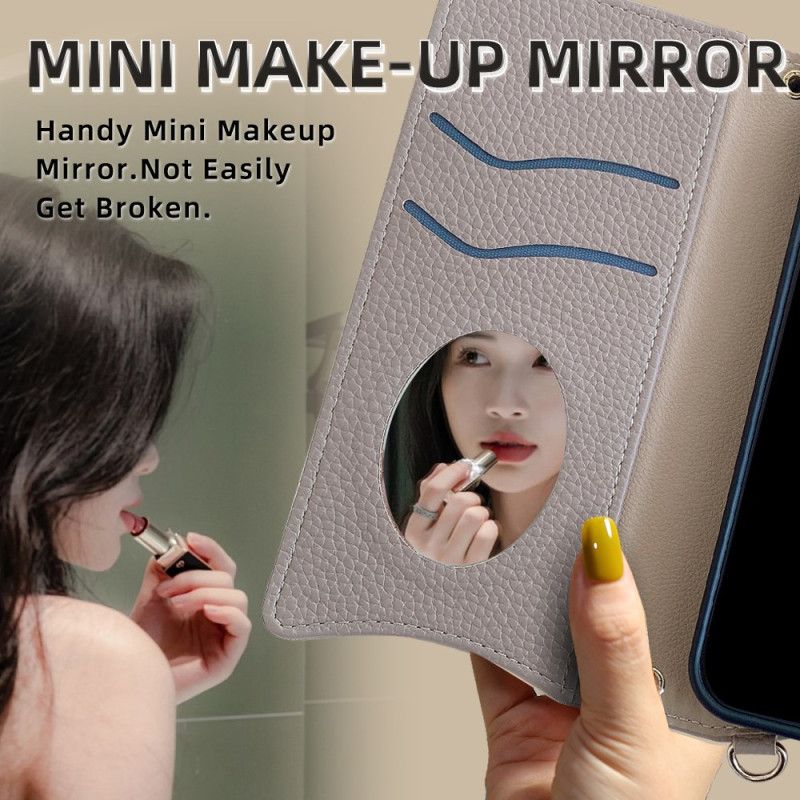 Leren Hoesje Realme 14x 5g Tweekleurige Portemonnee Met Ketting Bescherming Hoesje