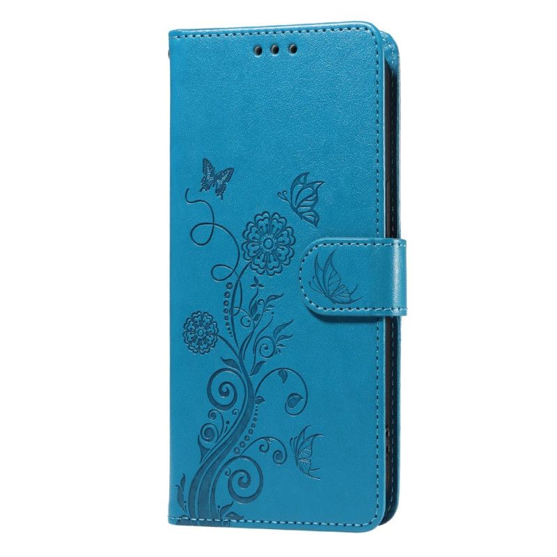 Leren Hoesje Realme 14x 5g Vlinders En Bloemen