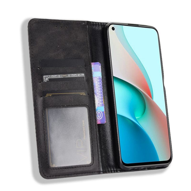 Folio-hoesje Xiaomi Redmi Note 9 5G / Note 9T 5G Rood Zwart Gestileerd Leereffect