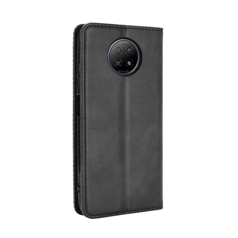 Folio-hoesje Xiaomi Redmi Note 9 5G / Note 9T 5G Rood Zwart Gestileerd Leereffect