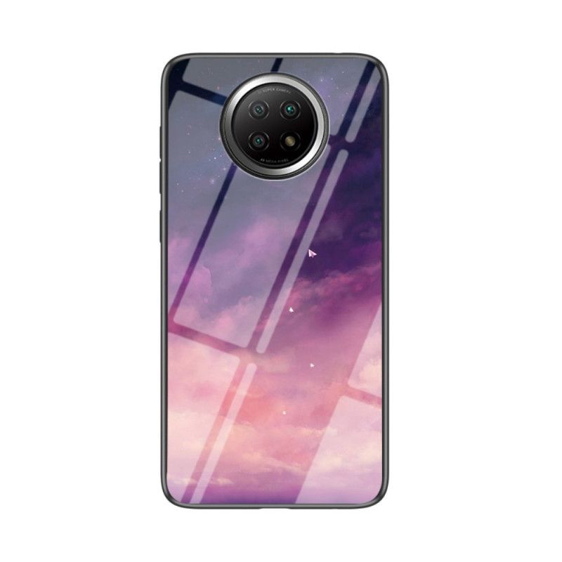 Hoesje voor Xiaomi Redmi Note 9 5G / Note 9T 5G Grijs Zwart Sterrenhemel Gehard Glas