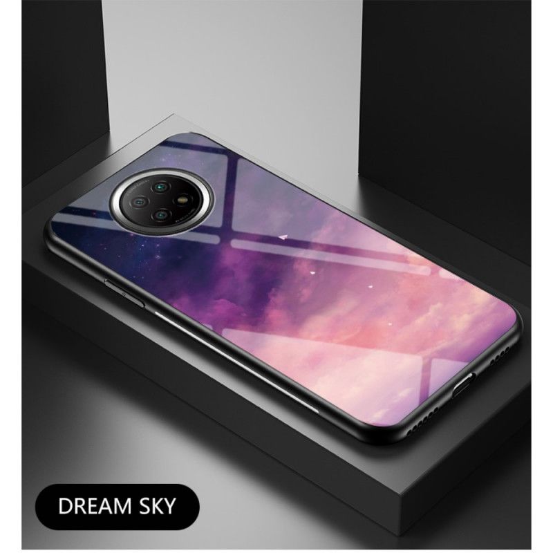 Hoesje voor Xiaomi Redmi Note 9 5G / Note 9T 5G Grijs Zwart Sterrenhemel Gehard Glas