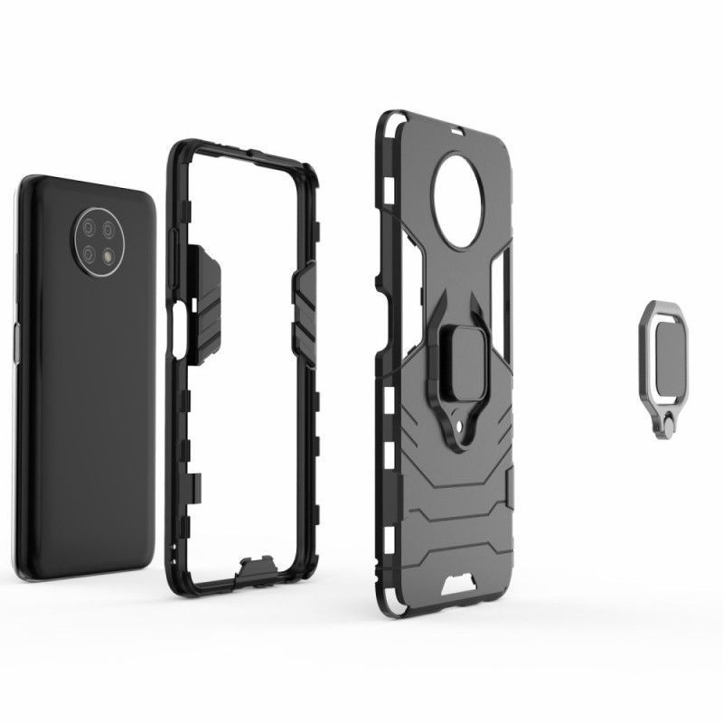 Hoesje Xiaomi Redmi Note 9 5G / Note 9T 5G Rood Zwart Resistente Ring