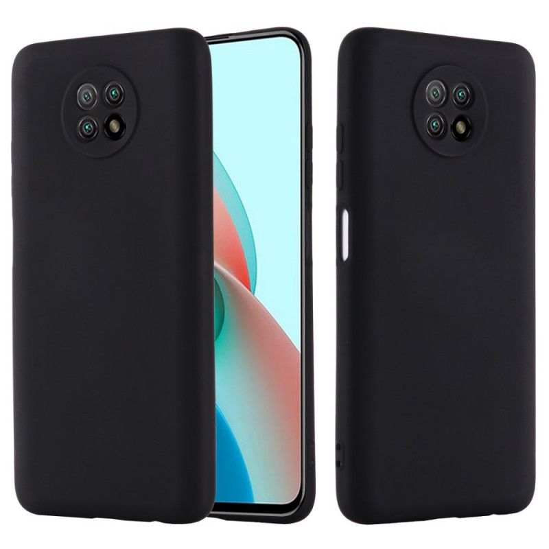 Hoesje Xiaomi Redmi Note 9 5G / Note 9T 5G Rood Zwart Vloeibare Siliconen En Riem