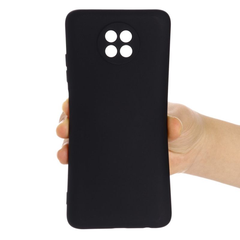 Hoesje Xiaomi Redmi Note 9 5G / Note 9T 5G Rood Zwart Vloeibare Siliconen En Riem