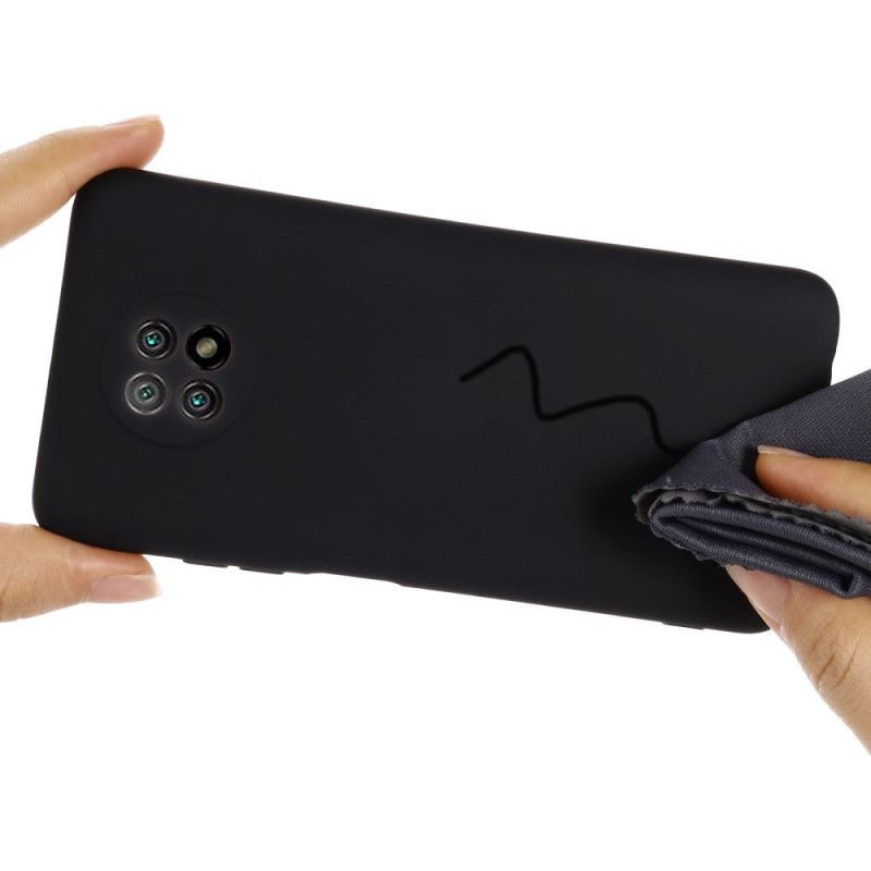 Hoesje Xiaomi Redmi Note 9 5G / Note 9T 5G Rood Zwart Vloeibare Siliconen En Riem