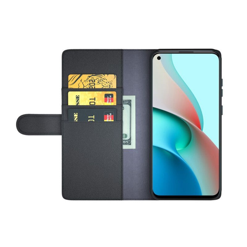 Leren Hoesje voor Xiaomi Redmi Note 9 5G / Note 9T 5G Bruin Zwart Echt Splitleer