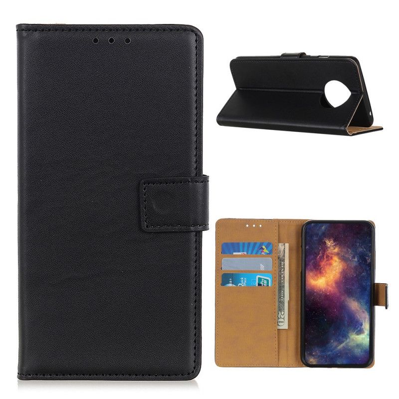 Leren Hoesje voor Xiaomi Redmi Note 9 5G / Note 9T 5G Donkerblauw Zwart Eenvoudig Kunstleer