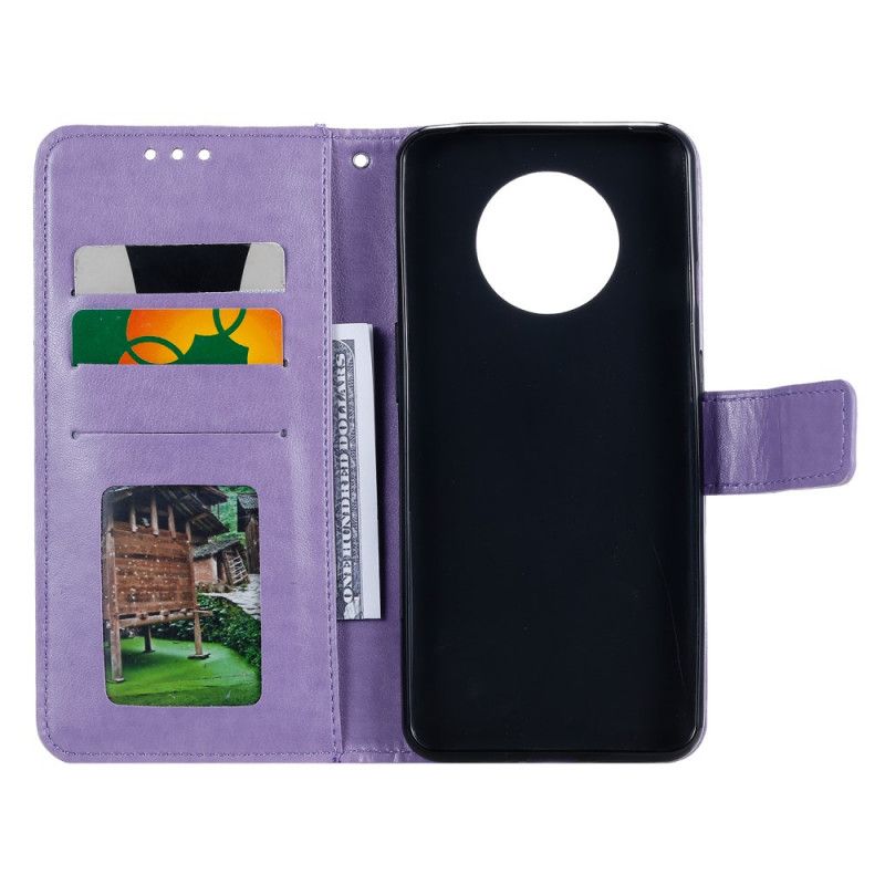 Leren Hoesje voor Xiaomi Redmi Note 9 5G / Note 9T 5G Magenta Grijs Zon Mandala