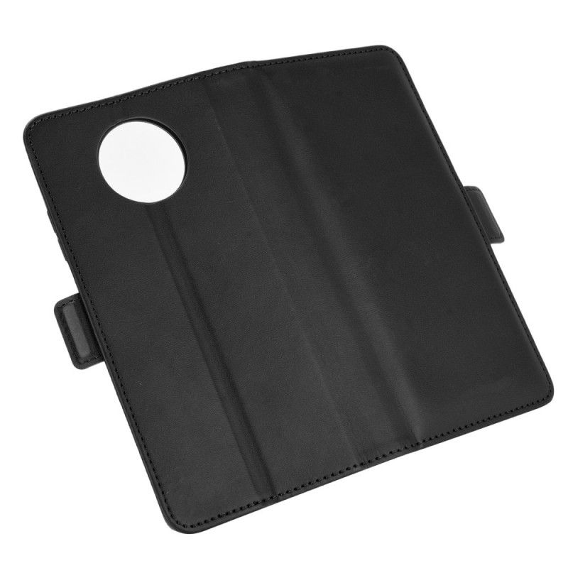 Leren Hoesje voor Xiaomi Redmi Note 9 5G / Note 9T 5G Rood Zwart Dubbele Klep