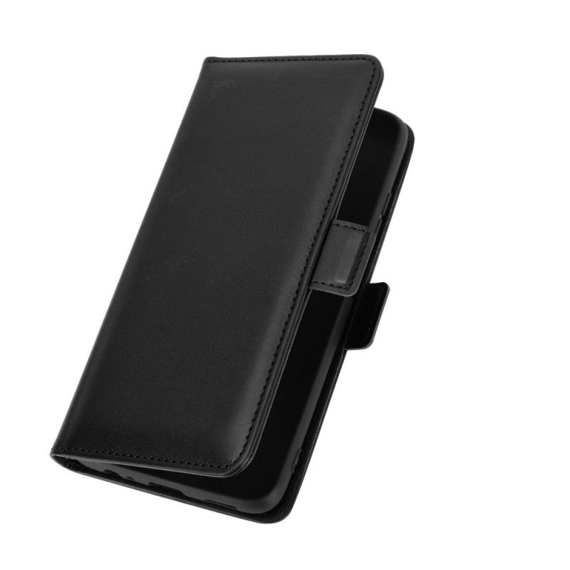 Leren Hoesje voor Xiaomi Redmi Note 9 5G / Note 9T 5G Rood Zwart Dubbele Klep
