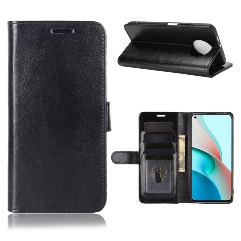 Leren Hoesje voor Xiaomi Redmi Note 9 5G / Note 9T 5G Wit Zwart Finesse Kunstleer