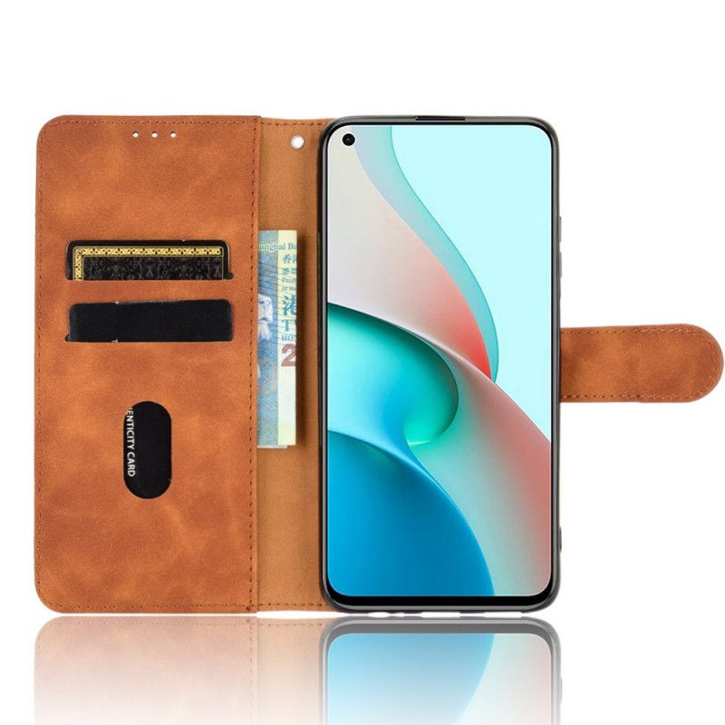 Leren Hoesje Xiaomi Redmi Note 9 5G / Note 9T 5G Magenta Zwart Huid-Aanraking