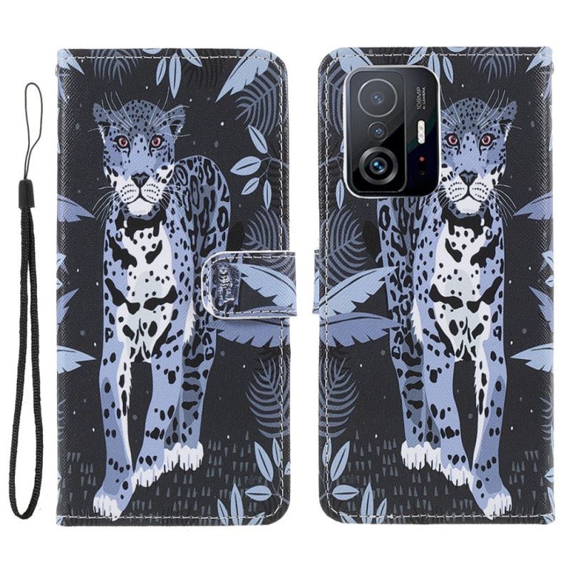 Bescherming Hoesje Xiaomi Mi 11t / 11t Pro Leopard Strappy