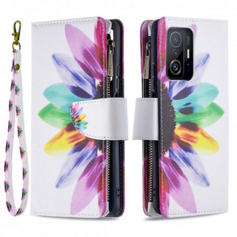 Flip Case Leren Xiaomi Mi 11t / 11t Pro Bloemzak Met Rits