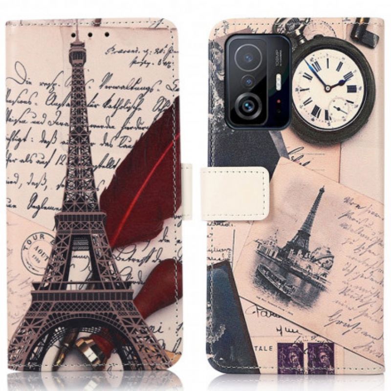 Flip Case Leren Xiaomi Mi 11t / 11t Pro Eiffeltoren Van De Dichter