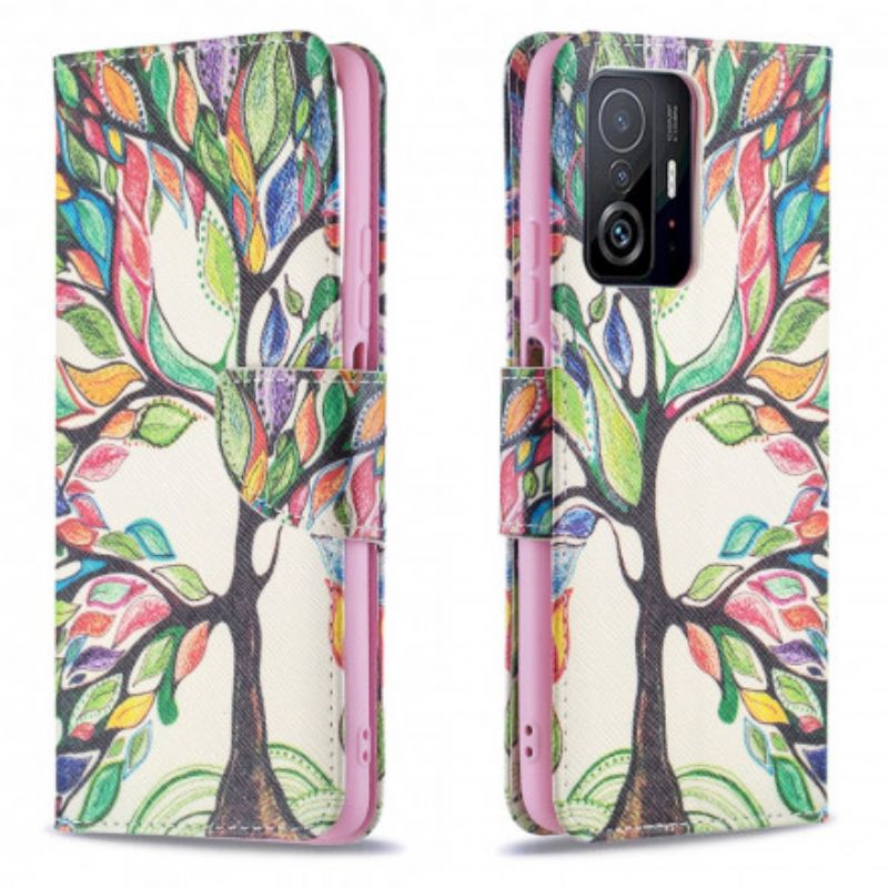 Flip Case Leren Xiaomi Mi 11t / 11t Pro Gekleurde Boom