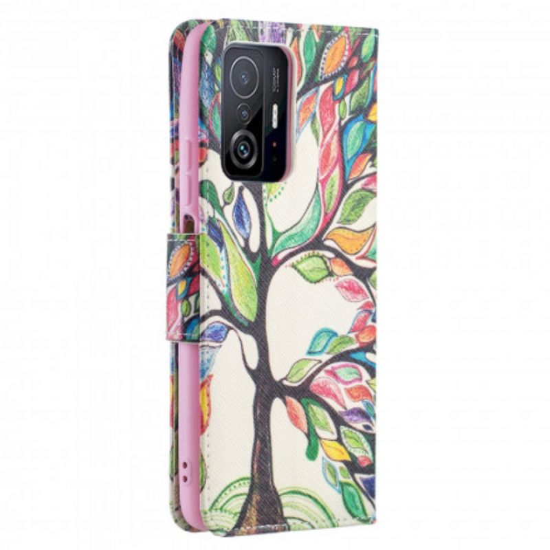 Flip Case Leren Xiaomi Mi 11t / 11t Pro Gekleurde Boom