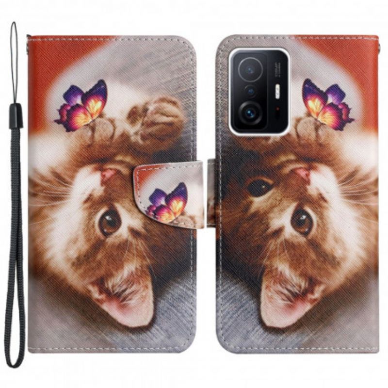 Flip Case Leren Xiaomi Mi 11t / 11t Pro Mijn Kitten En Vlinder