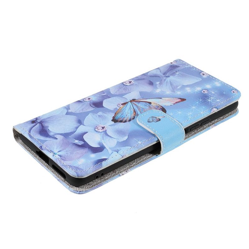 Flip Case Leren Xiaomi Mi 11t / 11t Pro Vlinders Met Diamanten Bandjes