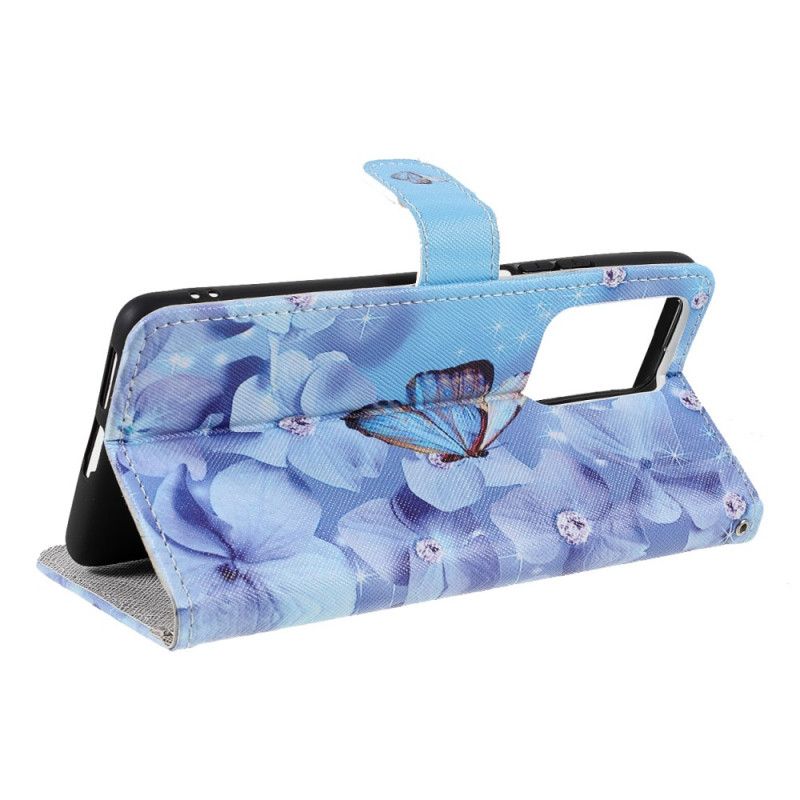 Flip Case Leren Xiaomi Mi 11t / 11t Pro Vlinders Met Diamanten Bandjes
