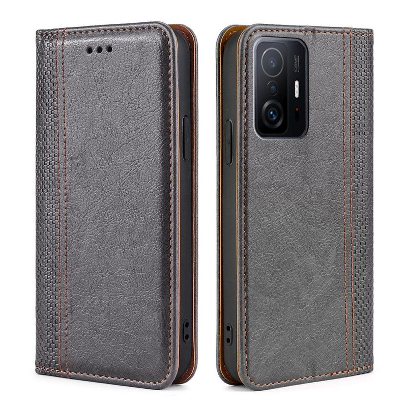 Folio-hoesje Xiaomi Mi 11t / 11t Pro Split Litchi Lederen Stiksels