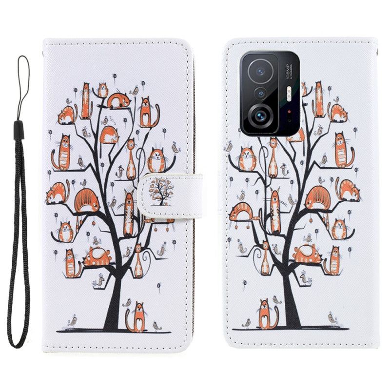 Folio-hoesje Xiaomi Mi 11t / 11t Pro Telefoonhoesje Funky Cats Strappy