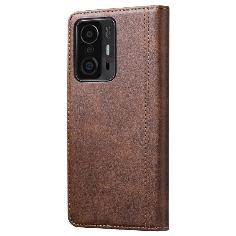 Folio-hoesje Xiaomi Mi 11t / 11t Pro Telefoonhoesje Kaarthouder En Riem Met Leereffect Aan De Voorkant