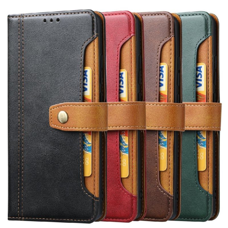 Folio-hoesje Xiaomi Mi 11t / 11t Pro Telefoonhoesje Kaarthouder En Riem Met Leereffect Aan De Voorkant