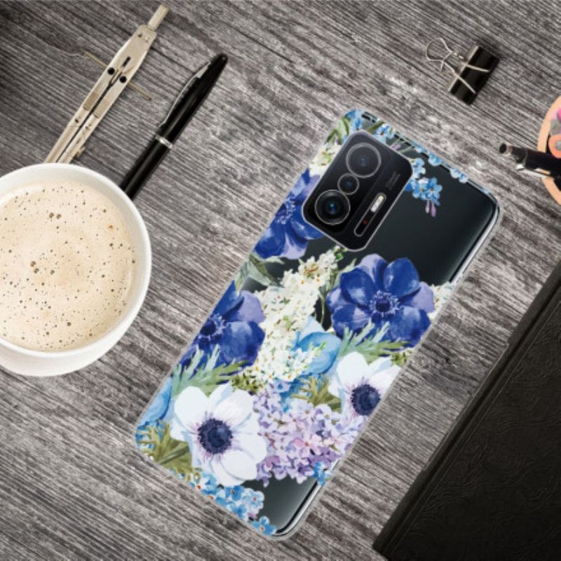Hoesje Xiaomi Mi 11t / 11t Pro Naadloze Blauwe Bloemen Aquarel