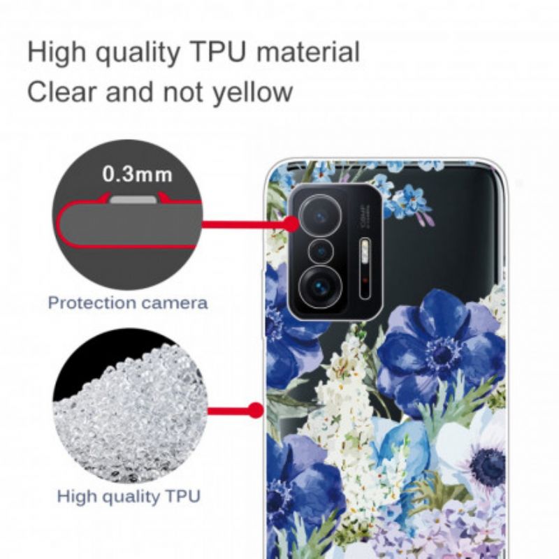 Hoesje Xiaomi Mi 11t / 11t Pro Naadloze Blauwe Bloemen Aquarel