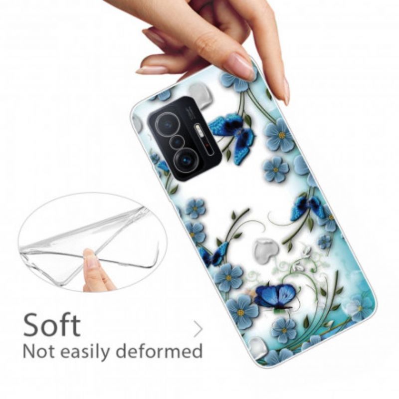 Hoesje Xiaomi Mi 11t / 11t Pro Retro Vlinders En Bloemen Bescherming Hoesje
