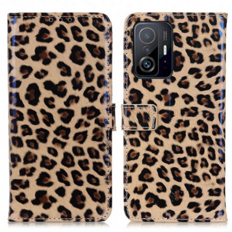 Leren Hoesje Voor Xiaomi Mi 11t / 11t Pro Eenvoudige Leopard