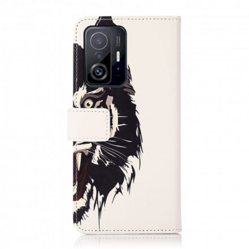 Leren Hoesje Voor Xiaomi Mi 11t / 11t Pro Felle Tijger