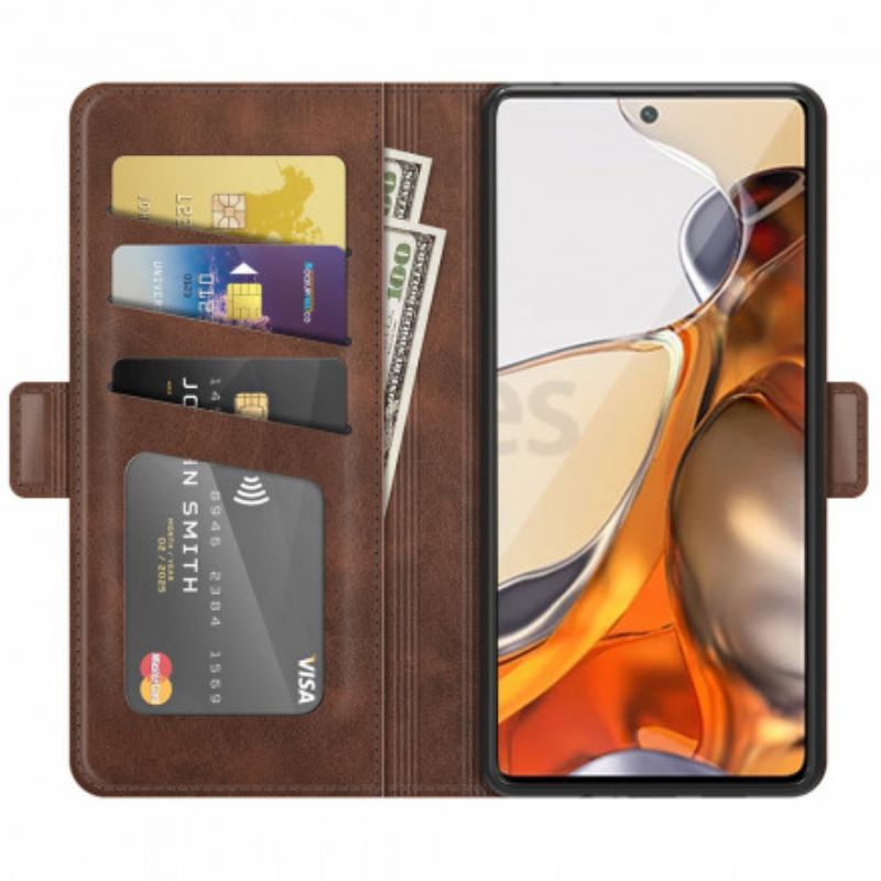 Leren Hoesje Voor Xiaomi Mi 11t / 11t Pro Klassieke Dubbele Klep