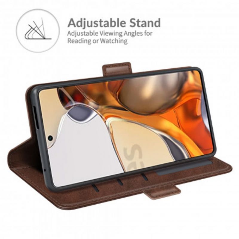 Leren Hoesje Voor Xiaomi Mi 11t / 11t Pro Klassieke Dubbele Klep