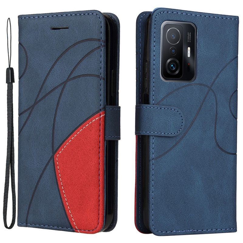 Leren Hoesje Voor Xiaomi Mi 11t / 11t Pro Signature Tweekleurig Kunstleer