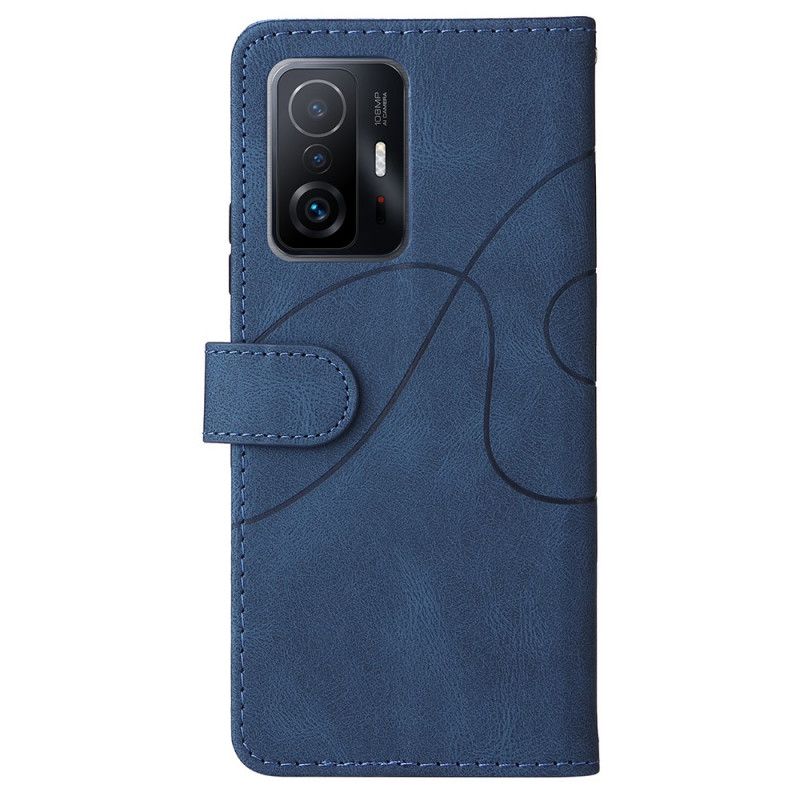 Leren Hoesje Voor Xiaomi Mi 11t / 11t Pro Signature Tweekleurig Kunstleer