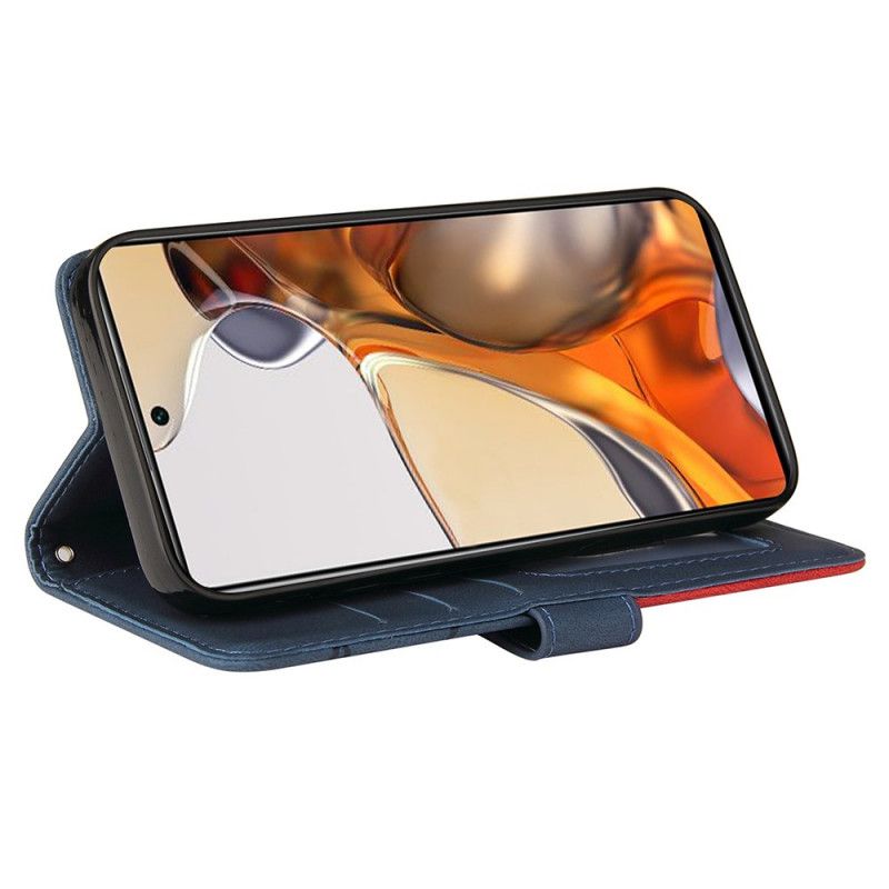 Leren Hoesje Voor Xiaomi Mi 11t / 11t Pro Signature Tweekleurig Kunstleer