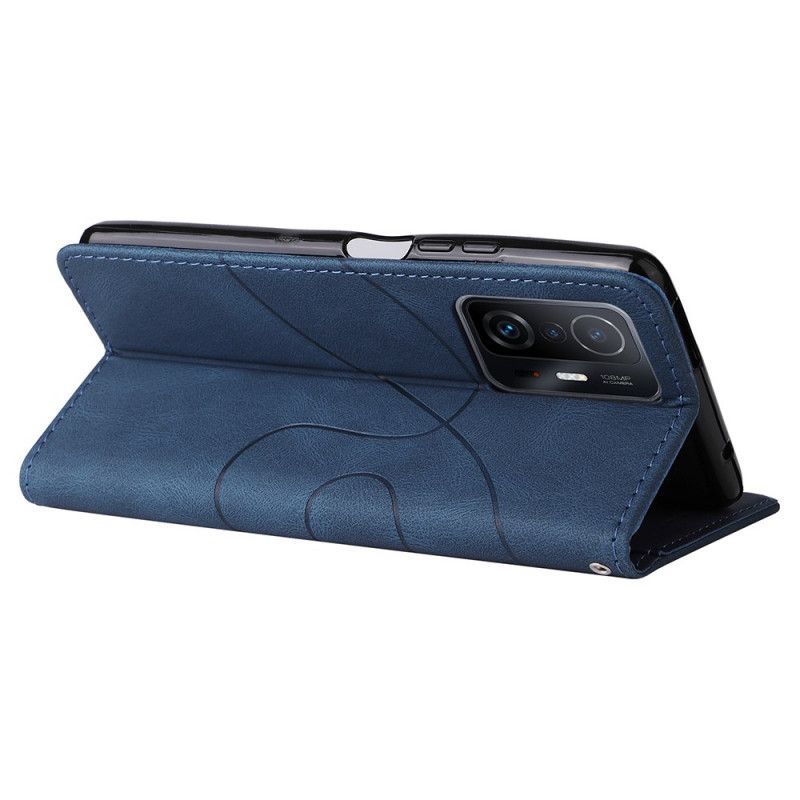Leren Hoesje Voor Xiaomi Mi 11t / 11t Pro Signature Tweekleurig Kunstleer