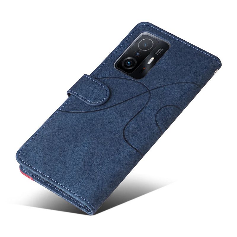 Leren Hoesje Voor Xiaomi Mi 11t / 11t Pro Signature Tweekleurig Kunstleer