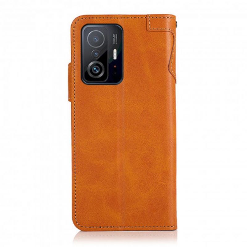 Leren Hoesje Xiaomi Mi 11t / 11t Pro Kunstleer Knoop Khazneh Bescherming Hoesje