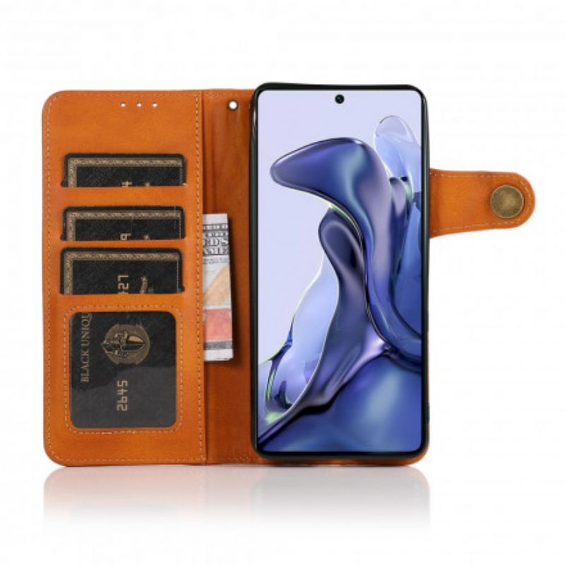 Leren Hoesje Xiaomi Mi 11t / 11t Pro Kunstleer Knoop Khazneh Bescherming Hoesje