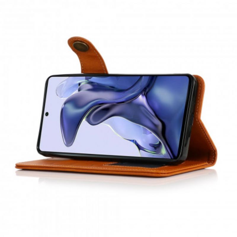 Leren Hoesje Xiaomi Mi 11t / 11t Pro Kunstleer Knoop Khazneh Bescherming Hoesje
