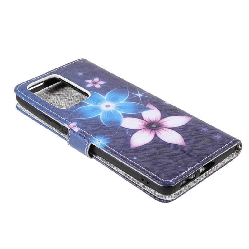 Leren Hoesje Xiaomi Mi 11t / 11t Pro Maanbloemen Met Riem Bescherming Hoesje