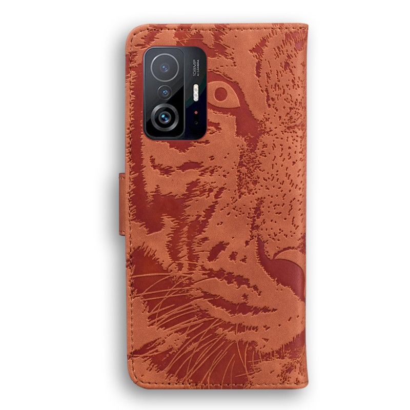 Leren Hoesje Xiaomi Mi 11t / 11t Pro Tijger Gezicht Afdrukken