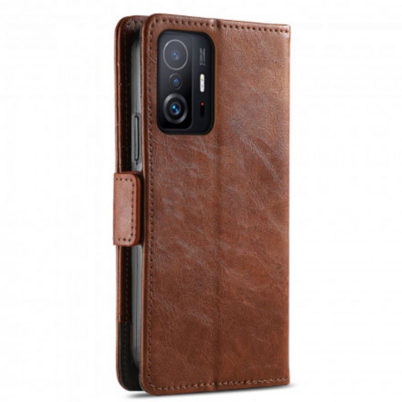 Leren Hoesje Xiaomi Mi 11t / 11t Pro Tweekleurige Dubbele Sluiting Bescherming Hoesje