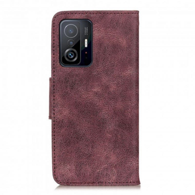Leren Hoesje Xiaomi Mi 11t / 11t Pro Vintage Splitleer Bescherming Hoesje