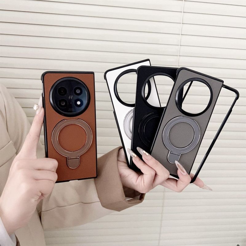 Hoesje Oppo Find N5 Ringhouder Van Imitatieleer Bescherming Hoesje