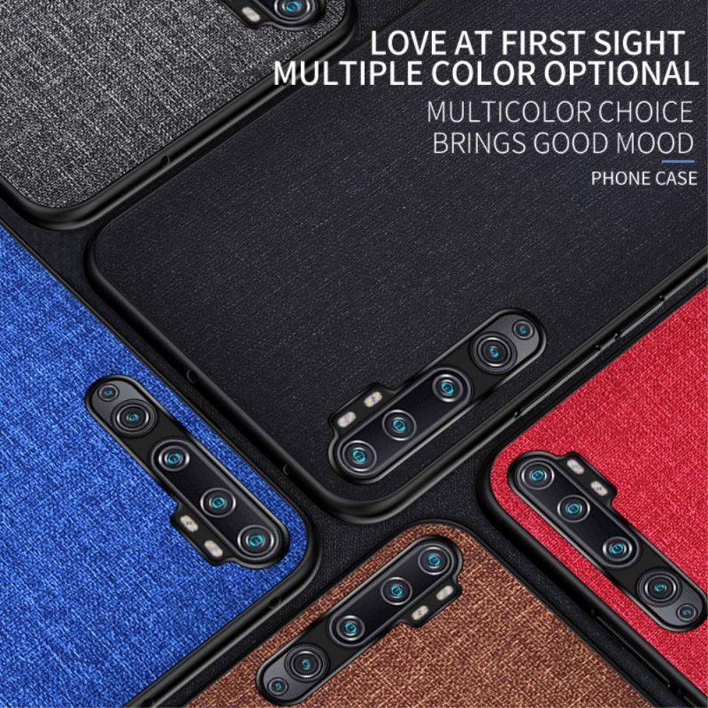 Cover Hoesje Xiaomi Mi Note 10 / 10 Pro Grijs Zwart Telefoonhoesje Stof Textuur
